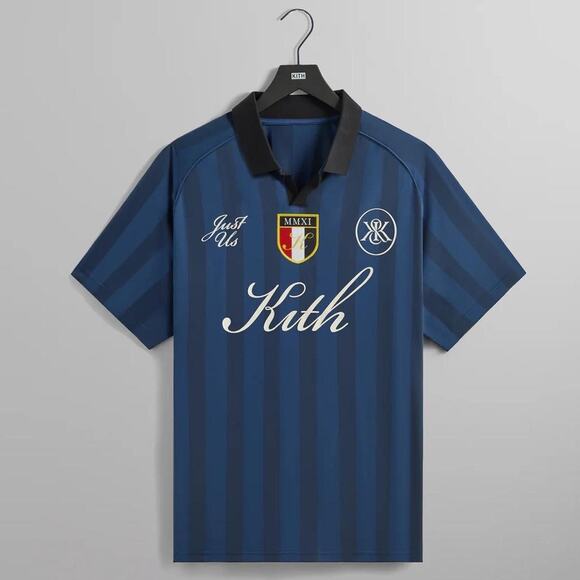 Kith Stripe Marcel Soccer Jersey in Gulf Blue Men XXL